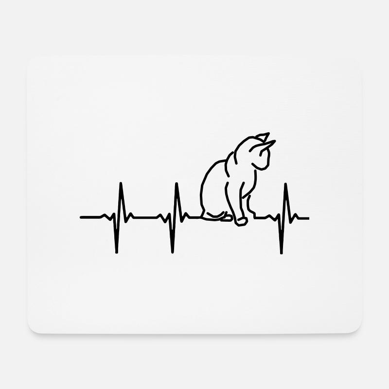 Mein Herz schlägt für Katzen! - Mousepad (Querformat) - Weiß