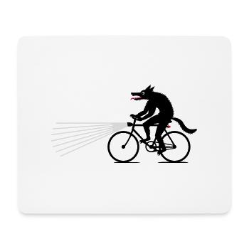 Wolf with bike - Mouse Pad (horizontal) - white - Front