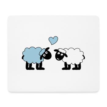 mouton joyeusement amoureux mouton mouton cœur d’agneau - Tapis de souris (format paysage) - blanc - Devant