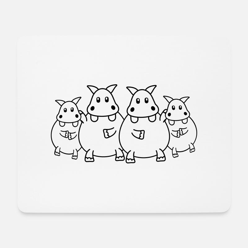Hippo Family - Mousepad (Querformat) - Weiß