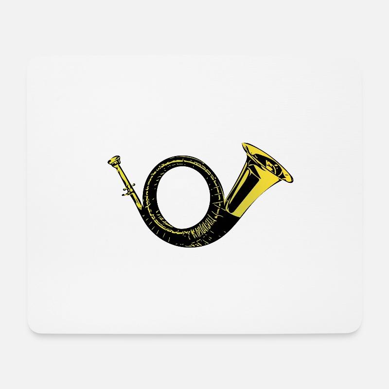 Jagdhorn - Mousepad (Querformat) - Weiß