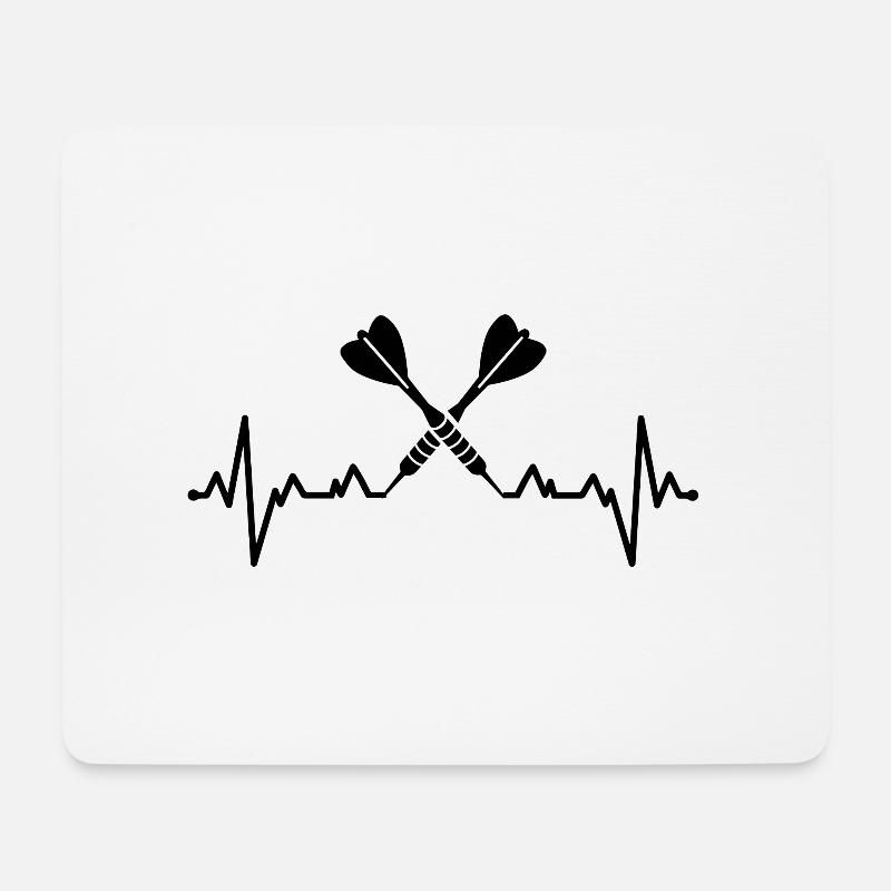 Darts EKG Herzschlag Puls Dartspieler Dartpfeil - Mousepad (Querformat) - Weiß