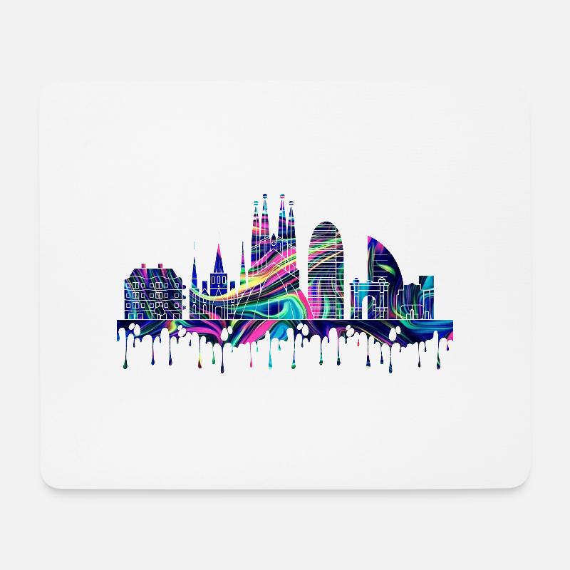 Skyline Barcelona by The Manzanita´s - Mousepad (Querformat) - Weiß