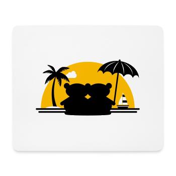 Ours en peluche plage de palmiers voilier coucher de soleil - Tapis de souris (format paysage) - blanc - Devant
