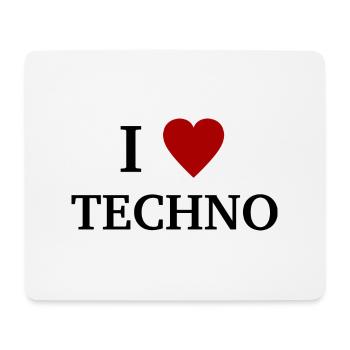 I Love Techno - Ich liebe Technomusik - Mousepad (Querformat) - Weiß - Vorne