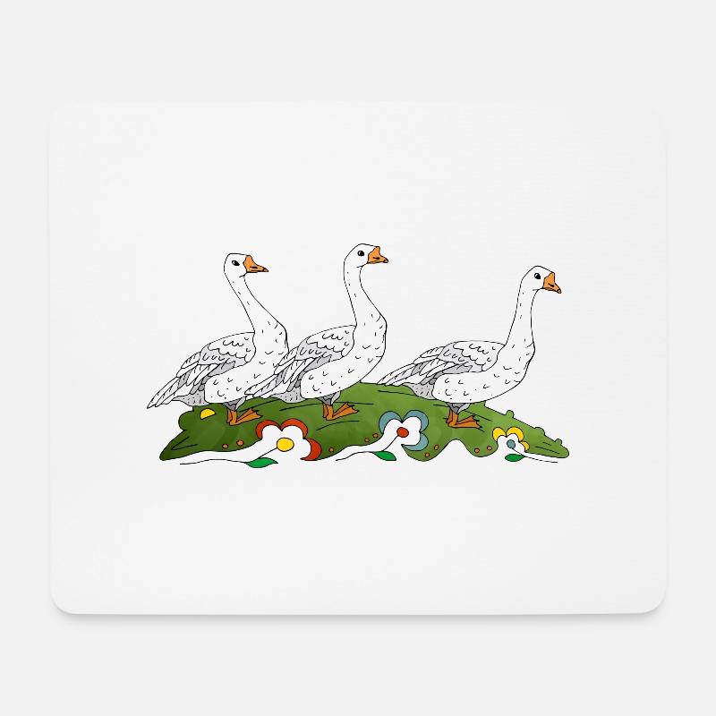 Gänse - Mousepad (Querformat) - Weiß