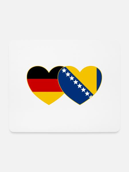Deutschland Bosnien Flagge Herz - Mousepad (Querformat) - Weiß