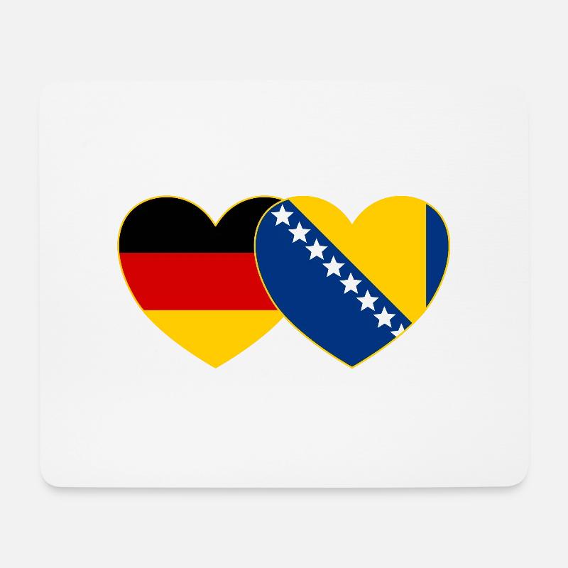 Deutschland Bosnien Flagge Herz - Mousepad (Querformat) - Weiß