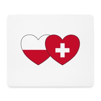 Pologne Suisse Drapeau Cœur - Tapis de souris (format paysage) - blanc - Devant