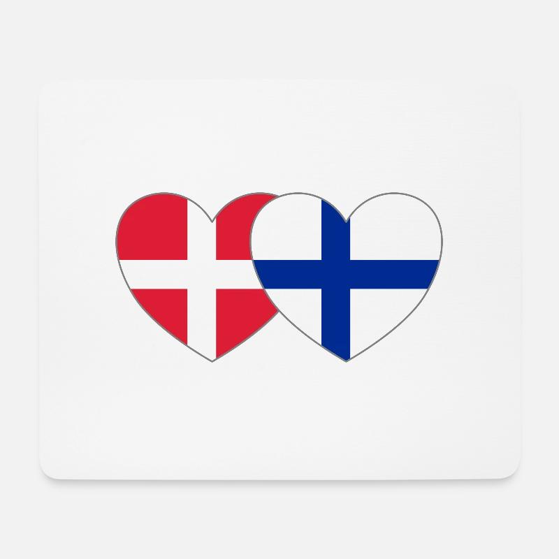 Dänemark Finnland Flagge Herz - Mousepad (Querformat) - Weiß