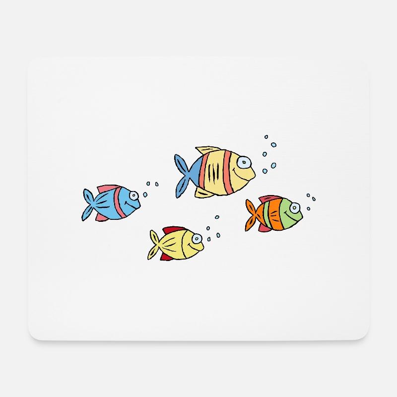 bunte Fische Wasser Meer Graffiti Kinderzeichnung - Mousepad (Querformat) - Weiß