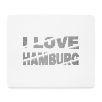 Hambourg Allemagne City Font Skyline J’aime - Tapis de souris (format paysage) - blanc - Devant