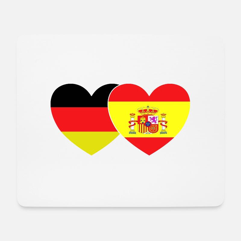 Deutschland Spanien Flagge Herz - Mousepad (Querformat) - Weiß