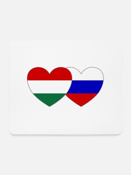 Ungarn Russland Flagge Herz - Mousepad (Querformat) - Weiß