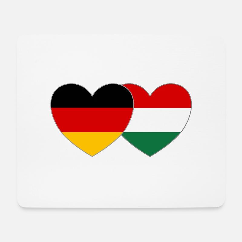 Deutschland Ungarn Flagge Herz - Mousepad (Querformat) - Weiß