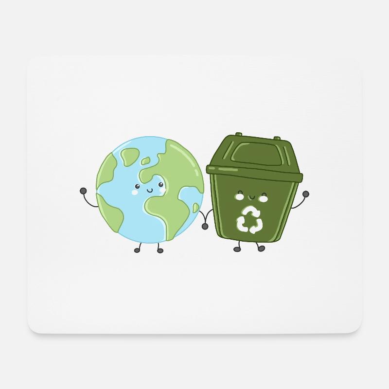 Recycling on earth hand in hand - Mouse Pad (horizontal) - white