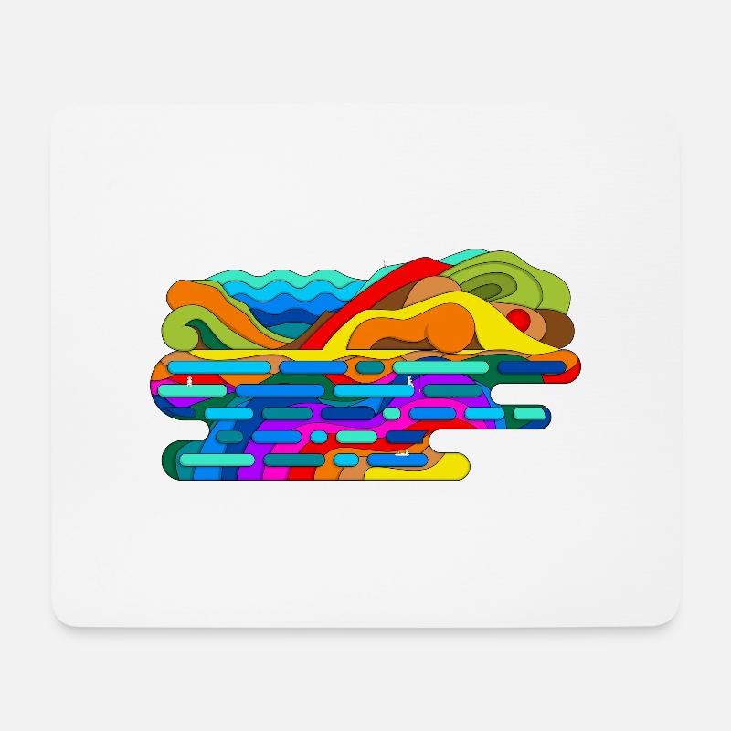 Psychedelische Berge - Mousepad (Querformat) - Weiß