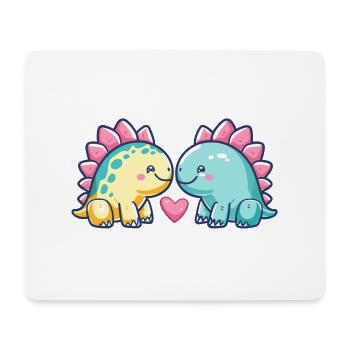 Dinosaure Stégosaure Couple Amour Couple Amoureux - Tapis de souris (format paysage) - blanc - Devant