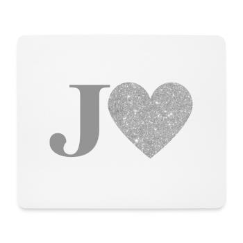 Buchstabe j Silbernes Herz - Mousepad (Querformat) - Weiß - Vorne