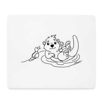 Beste Freunde Otter & Ente. Süß & minimalistisch - Mousepad (Querformat) - Weiß - Vorne