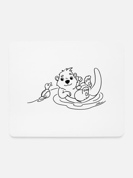 Beste Freunde Otter & Ente. Süß & minimalistisch - Mousepad (Querformat) - Weiß