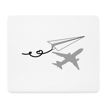 Paper airplane with airplane shadow - Mouse Pad (horizontal) - white - Front