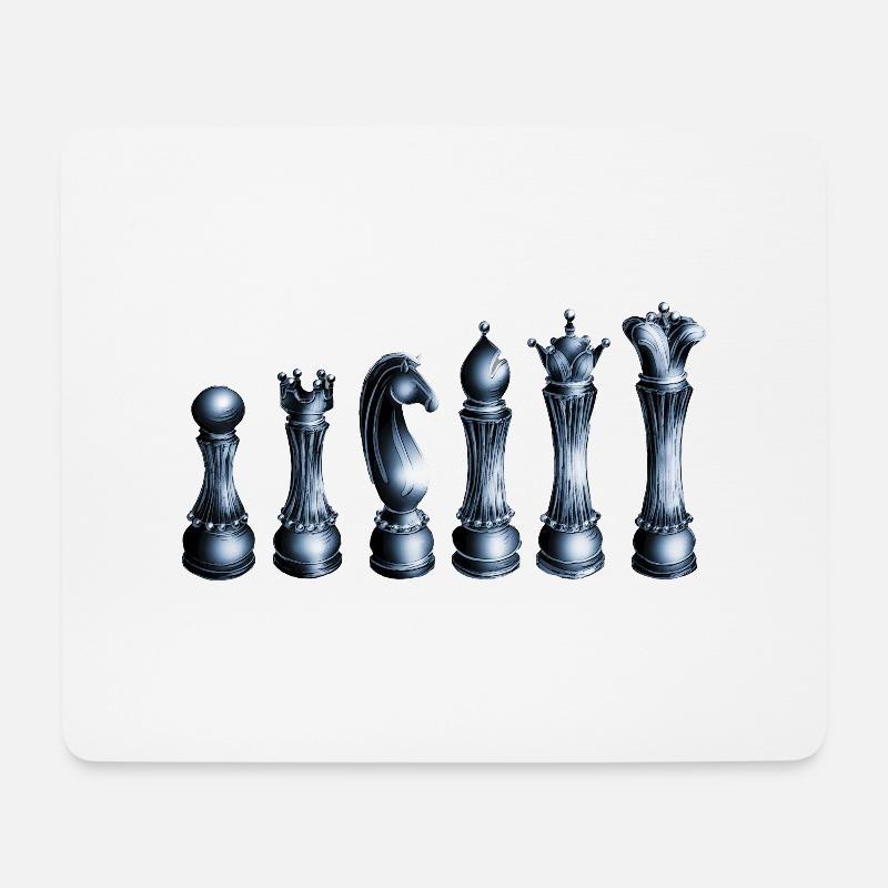Illustration von blau glänzenden Schachfiguren - Mousepad (Querformat) - Weiß