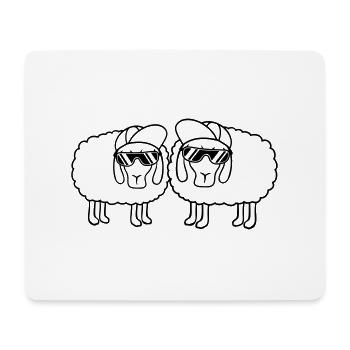 2 Schafe Sonnenbrille Party Schäfchen Team Freunde - Mousepad (Querformat) - Weiß - Vorne