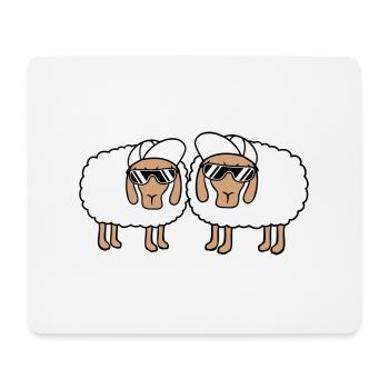 Zwei Schafe Sonnenbrille 2 Cappy Mütze Sommer Crew - Mousepad (Querformat) - Weiß - Vorne
