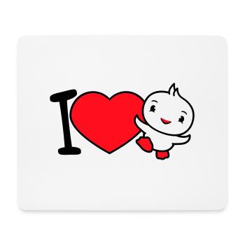 J’aime oiseau coeur symbole amour heureux mignon - Tapis de souris (format paysage) - blanc - Devant