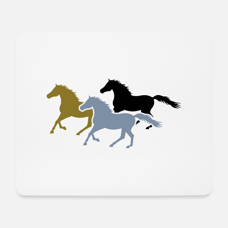 Herd of Galloping Horses - Mousepad (Querformat) - Weiß