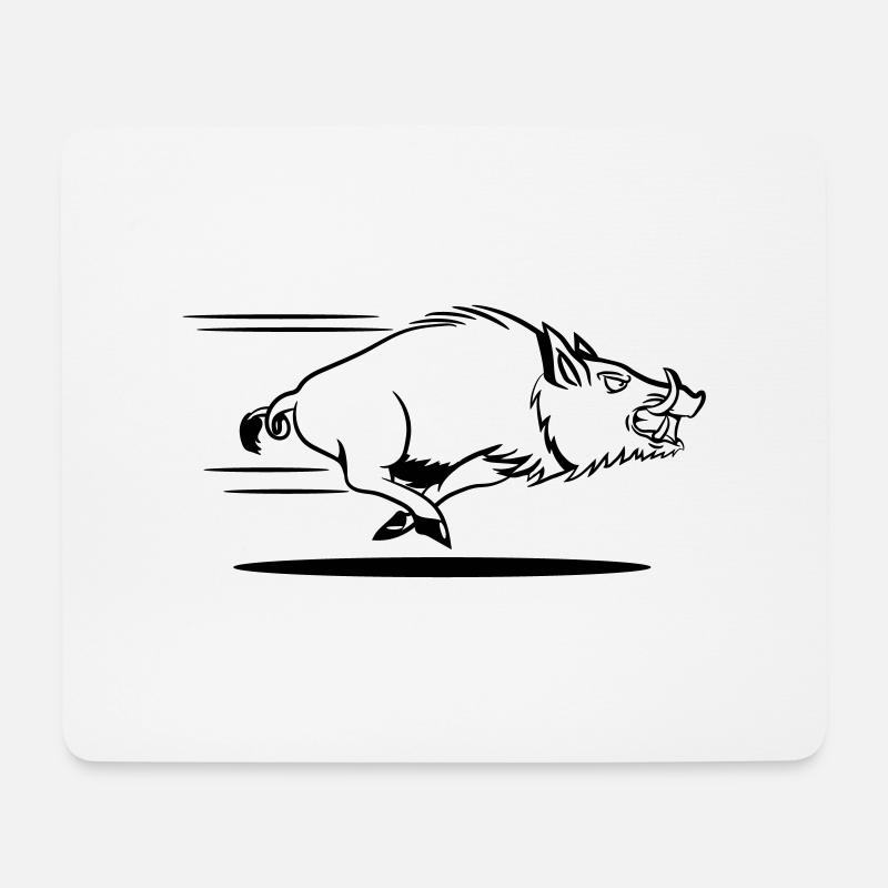 wildschwein rennen - Mousepad (Querformat) - Weiß