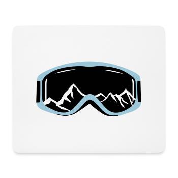 Skibrille und Berge - Mousepad (Querformat) - Weiß - Vorne
