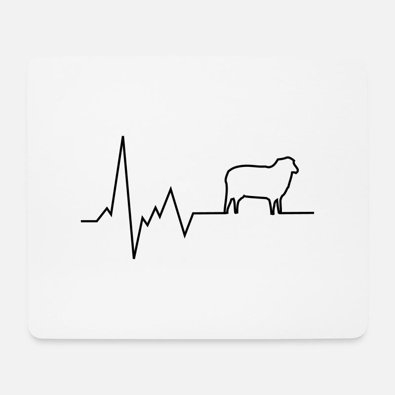 herzschlag schaf - Mousepad (Querformat) - Weiß