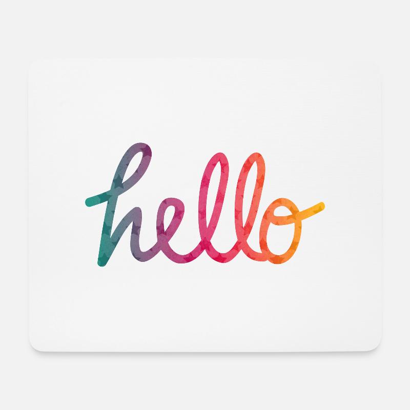 Hello Typografie Regenbogen - Mousepad (Querformat) - Weiß
