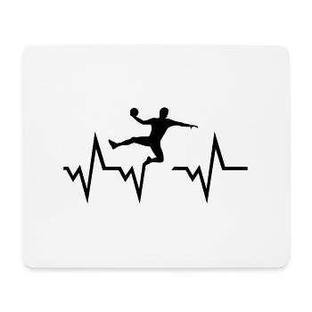 Handball EKG Herzschlag - Männer - Mousepad (Querformat) - Weiß - Vorne