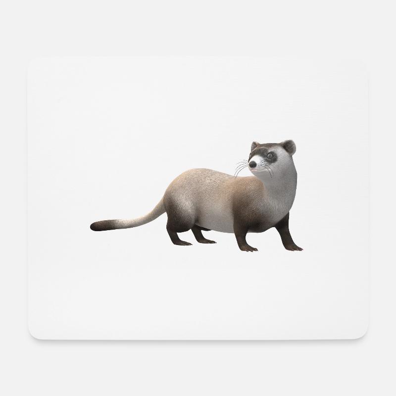 3D Wiesel - Mousepad (Querformat) - Weiß