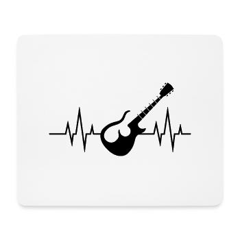 Akustische Gitarre Herzschlag - Heartbeat Design - Mousepad (Querformat) - Weiß - Vorne