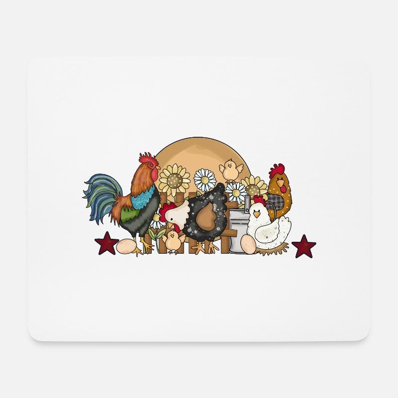 Lustige Hühner spaßiges Federvieh im Bauernhof - Mousepad (Querformat) - Weiß