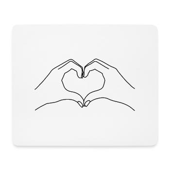Line art - Hands in Heart Shape - Mouse Pad (horizontal) - white - Front