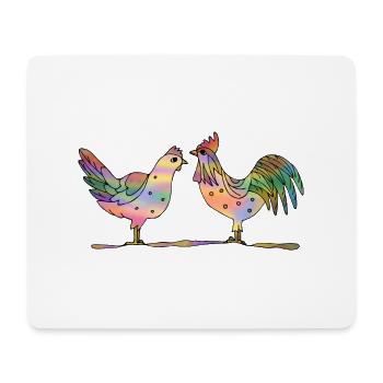 Hen and rooster - Mouse Pad (horizontal) - white - Front