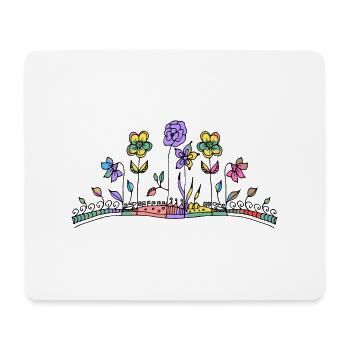 Fleur - Tapis de souris (format paysage) - blanc - Devant