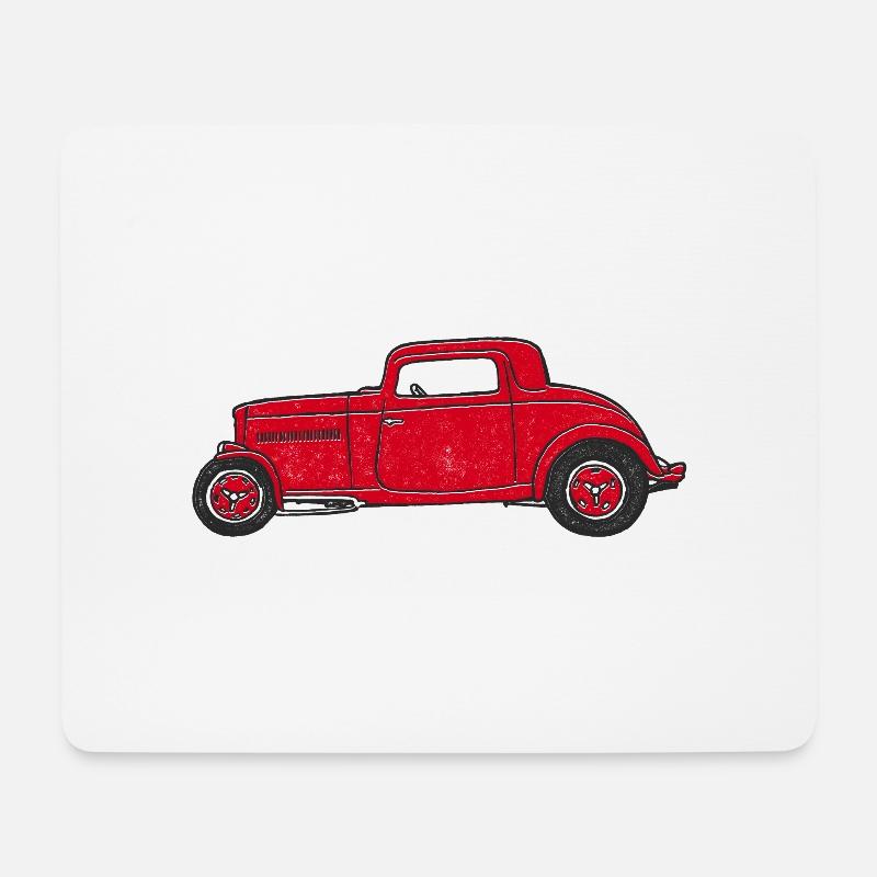 Hot Rod rot, Street Rod, Design von Mondwinkel - Mousepad (Querformat) - Weiß