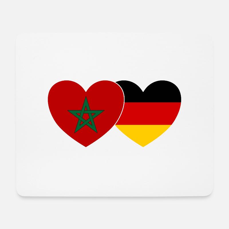 Marokko Deutschland Flagge Herz - Mousepad (Querformat) - Weiß