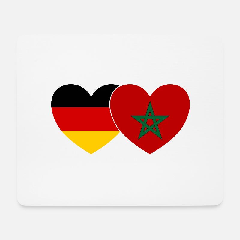 Deutschland Marokko Flagge Herz - Mousepad (Querformat) - Weiß