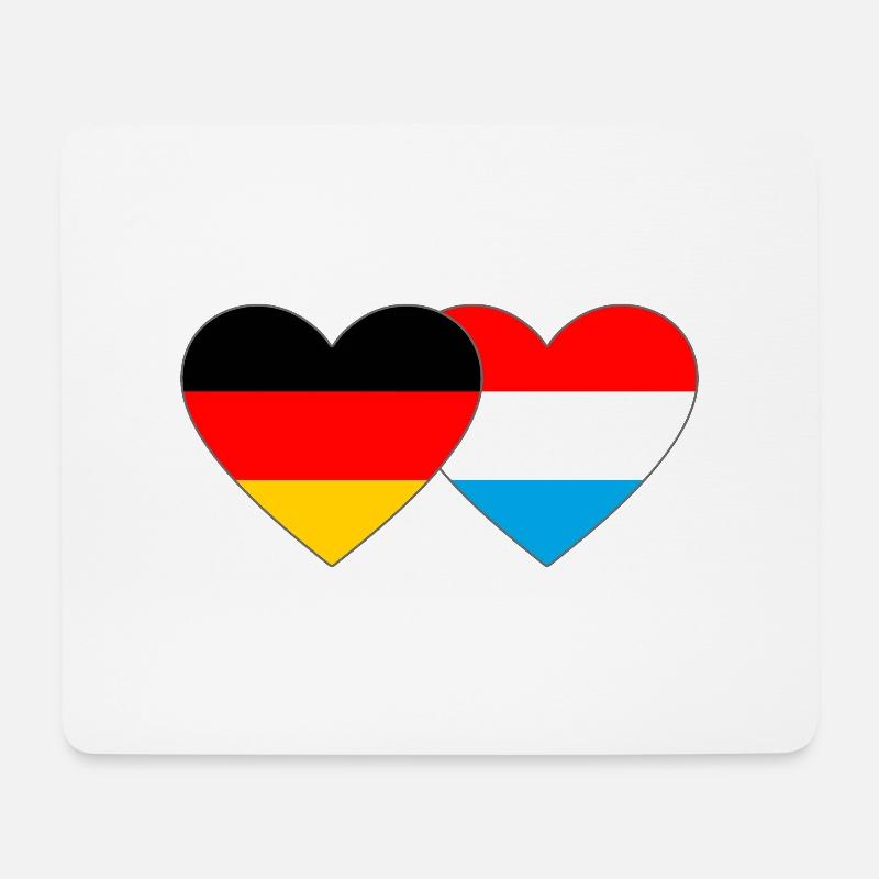 Deutschland Luxemburg Flagge Herz - Mousepad (Querformat) - Weiß