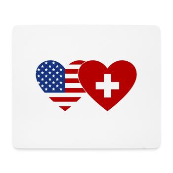 États-Unis, Suisse, Drapeau, Coeur - Tapis de souris (format paysage) - blanc - Devant