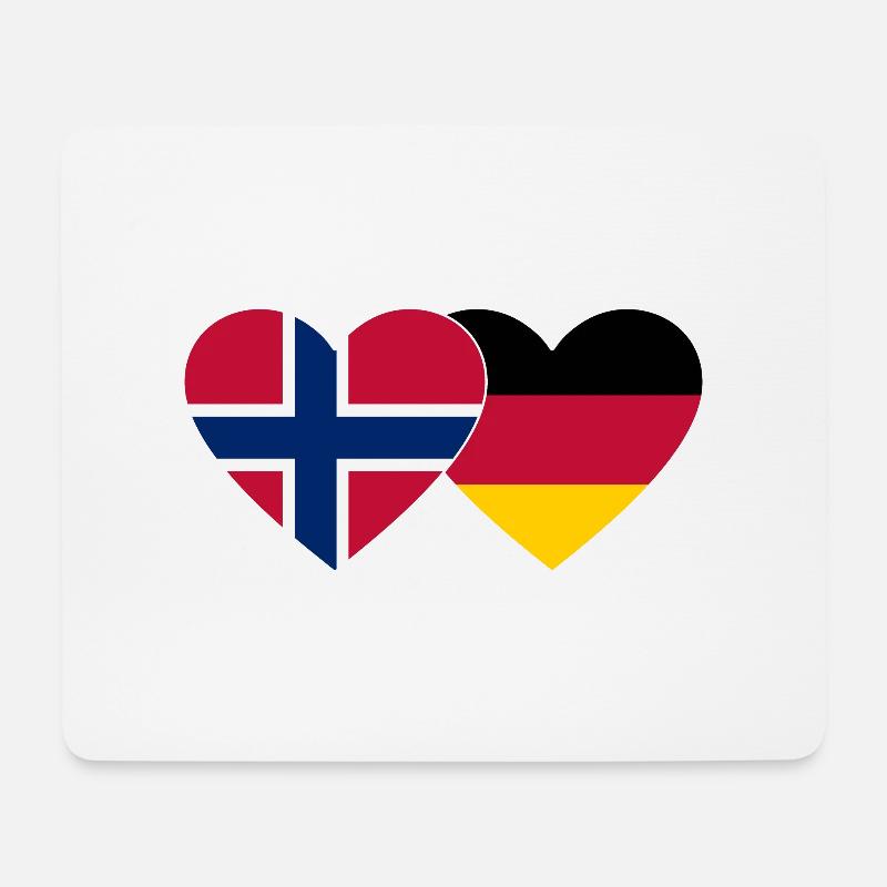 Norwegen Deutschland Flagge Herz - Mousepad (Querformat) - Weiß