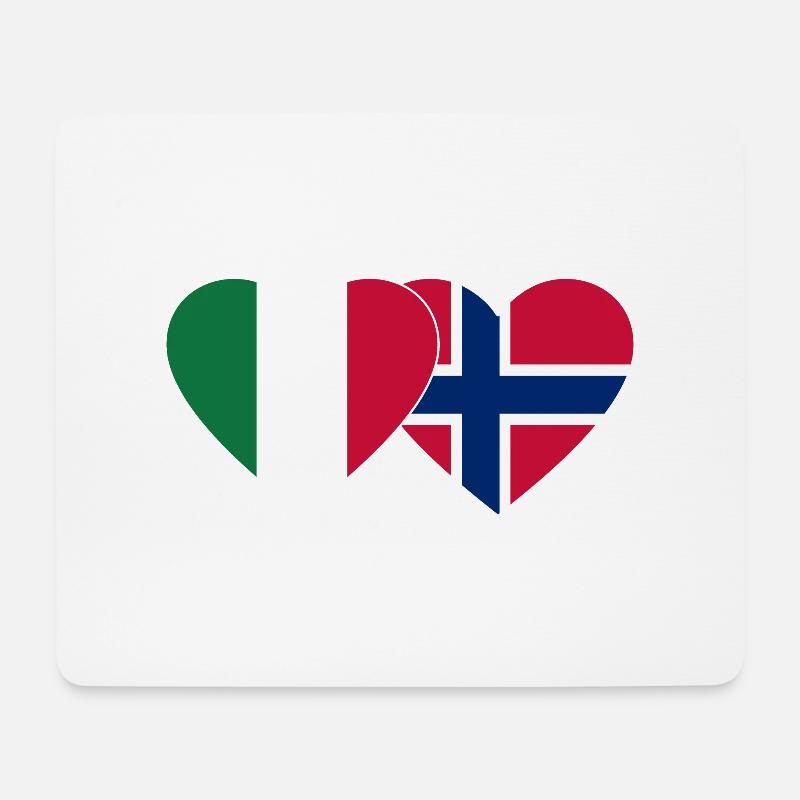 Italien Norwegen Flagge Herz - Mousepad (Querformat) - Weiß