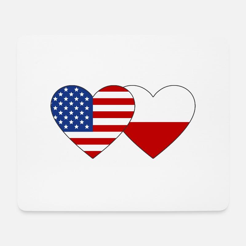 USA Polen Flagge Herz - Mousepad (Querformat) - Weiß